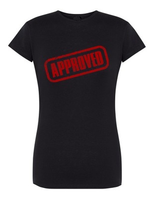 T-Shirt damski nadruk napis APPROVED r.XL
