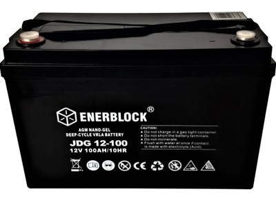 AKUMULATOR ŻELOWY HYBRID AGM 12V 100AH ENERBLOCK DEEP-CYCLE WZMOCNIONY