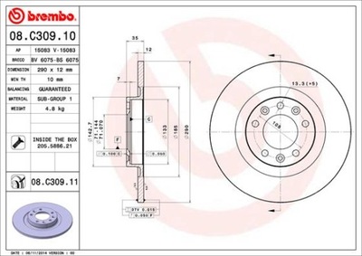 DISKAI STABDŽIŲ GAL. BREMBO 08.C309.11 08C30911 