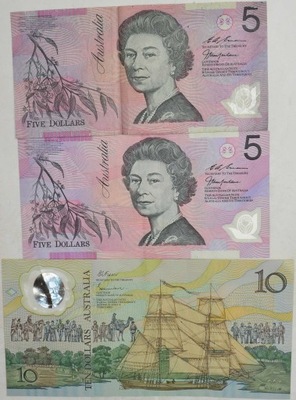 7.ha.Zest.Australia, Banknoty szt.3, St.3+