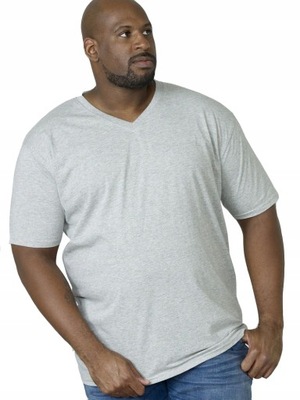 Duża koszulka t-shirt męski Duke D555 Signature V-neck GY 8XL