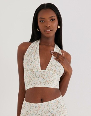 NLY ONE WIĄZANY CROP TOP WZÓR KWIATY 1KD NG5__S