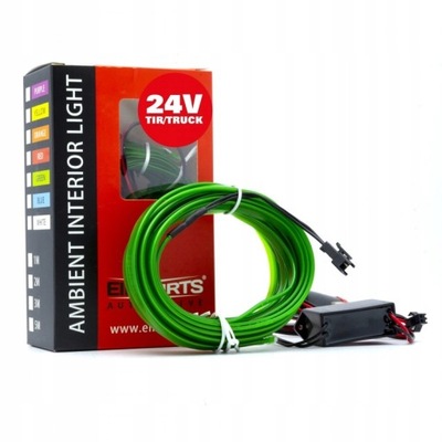 CABLE DE FIBRA ÓPTICA CORREA DIODO LUMINOSO LED DO COCHE VERDE 1M 24V  