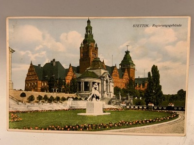 SZCZECIN STETTIN REGIERUNGSGEBUUDE POCZTÓWKA OK 1940