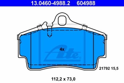 ATE 13.0460-4988.2 ZAPATAS DE FRENADO PARTE TRASERA PORSCHE 911/BOXSTER/CAYMAN 96-09  