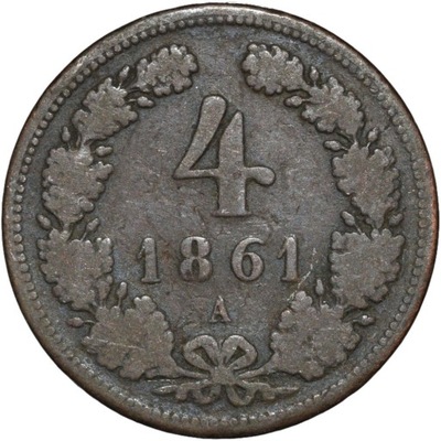 Austria 4 krajcary kreuzer 1861 A
