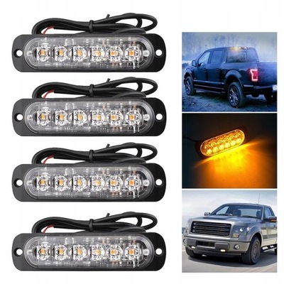 4 ШТ ФАРА ПРЕДУПРЕЖДАЮЩАЯ 6 LED (СВЕТОДИОД ) СТРОБОСКОП 12V-24V