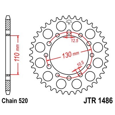 ЗУБЧАТКА ЗАДНЯ JT 40-ЗУБІВ GPZ 500 1987-2003