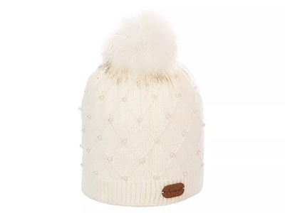 Czapka z perełkami biała