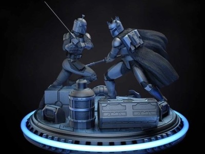 Diorama "Bo Katan vs Moff Gideon" - Star Wars - 120 mm