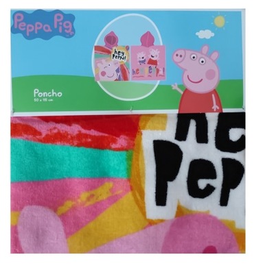 Poncho Świnka Peppa Pig ponczo 50x115 Hej Peppa