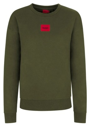 HUGO BOSS BLUZA Z LOGO HAFTOWANYM - KHAKI - ROZMIAR L