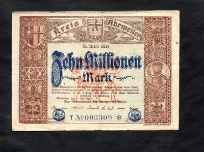 KOLEKCJA NIEMCY -- AHRWEILER -- 10000000 MAREK -- 1923 rok