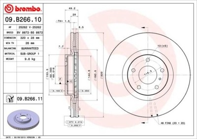 DISKU STABDŽIŲ BREMBO BRE 09.B266.11 