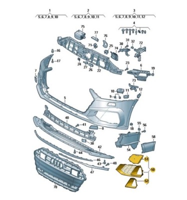 Решітка заглушка бампера ліва audi a7 c8 sline фото №1