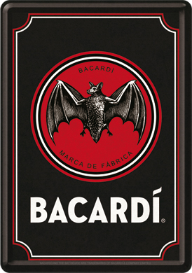 POCZTOWKA BLASZANA 14X10CM BACARDI LOGOTIPO RETRO  