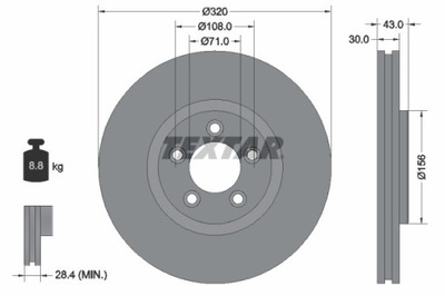 2 PIEZAS DISCO DE FRENADO JAGUAR PARTE DELANTERA S-TYPRAWY 99-/XJ 03- 320X30 92158703  