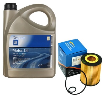 ACEITE 5W30 GM + FILTRO ACEITES CERRADURA OE648/8 CHEVROLET TRAX CRUZE 1.7 D TD  