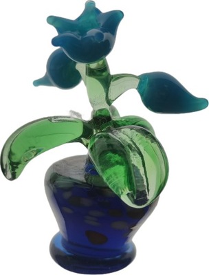 szklana figurka kwiatki w doniczce rękodzieło 5cm
