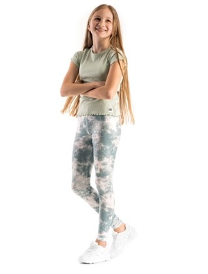 Kolorowe legginsy dziewczęce ze wzorem 158/164