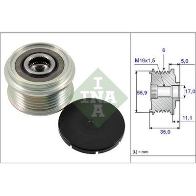 ALTERNADOR - EMBRAGUE JEDNOKIERUNKOWE INA 535 0222 10  