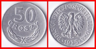 POLSKA - 50 groszy z 1975 roku. NR 181.