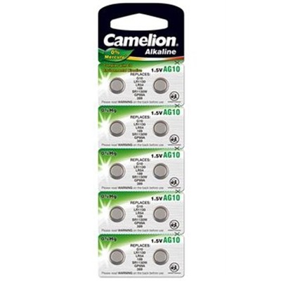 Camelion AG10/LR54/LR1131/389, Alkaline Buttoncell, 10 pc(s)