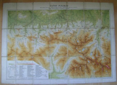 TATRY POLSKIE -MAPA ŚRODKOWEJ CZĘŚCI TATR -wydanie piąte z 1927 roku