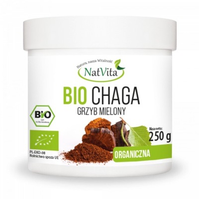 Chaga BIO Grzyb Mielony Błyskoporek Podkorowy Odporność 250g NatVita