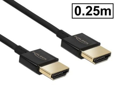 Kabel HDMI-HDMI v2.0 UHD 4K/60Hz ULTRA SLIM DELOCK 0.25m