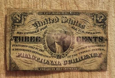1863 United States 3 Cent Fractional Currency