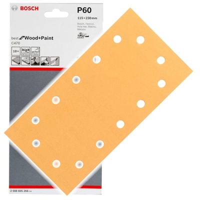 ПАПІР ŚCIERNY BOSCH C470 115X230 GR. 60 OP.10 ШТ