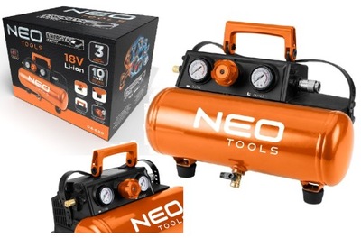 NEO КОМПРЕСОР AKUMULATOROWY 18V 3,8L , 8BAR , 14 L/MIN BEZOLEJOWY ENERGY+