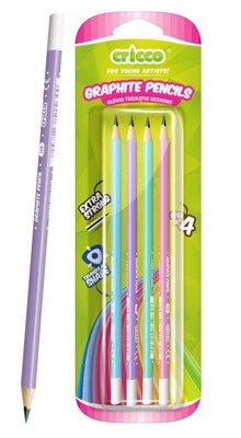 Ołówki Trójkątne Pastelowe HB 4 Sztuki Cricco