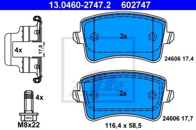 13.0460-2747.2 ZAPATAS HAM.TYL AUDI A4 B8 07-  