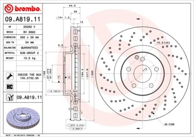 DISKU STABDŽIŲ BREMBO 09.A819.11 