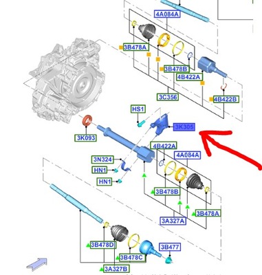 Опора полуось перед ford kuga mk2 2016- 2.0 eb 6f mid-range оригинальный номер фото №1