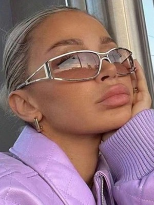 BRĄZOWE ZE ZŁOTYM KOLOREM OPRAWKI OKULARY PRZECIWSŁONECZNE RETRO SHEIN