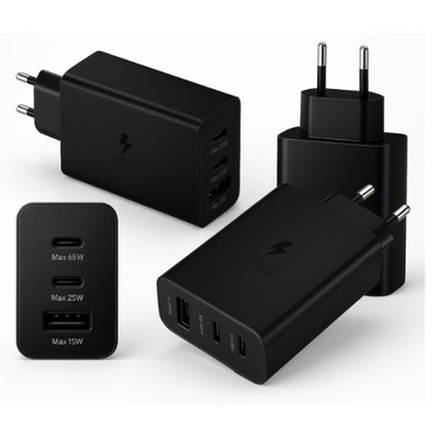 SZYBKA ŁADOWARKA SIECIOWA KOSTKA ZASILACZ 3xUSB 65W TYP C PD QC 3.0 SOLIDNA