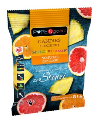 CUKIERKI OWOCOWE MULTIWITAMINA ZE STEWIĄ BEZ CUKRU