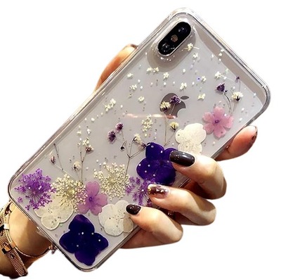 Etui iPhone 6/6s case kwiaty CLEAR brokat