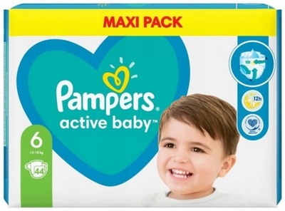 Pieluchy PAMPERS 6 Active Baby EXTRA LARGE 44 szt.