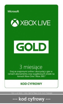 Xbox Live Gold / Xbox Game Pass Core na 3 miesiące