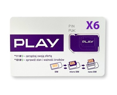 Internet Mobilny na kartę PLAY 4G/LTE 1200GB (6 kart) po doładowaniu 10zł!