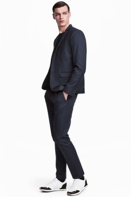 H&M Spodnie garniturowe Slim fit z domieszką wełny nogawki kantem męskie 48