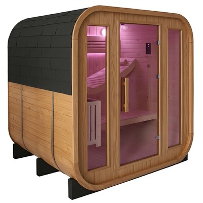 SAUNA OGRODOWA ZEWNĘTRZNA FIŃSKA BECZKA PIEC HARVIA MOLDE 4 OSOBOWA 180x200