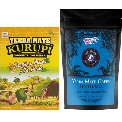 Yerba Mate Green Kurupi Jengibre Menta Te Verde Mas IQ 2x 500g 1kg 1000g