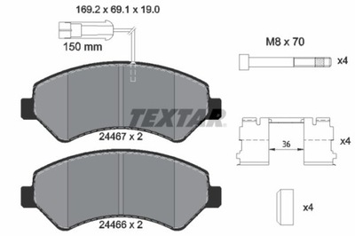 ZAPATAS DE FRENADO FIAT PARTE DELANTERA DUCATO 06- LAD 2000KG 2 SENSORES REFORZADO 244  