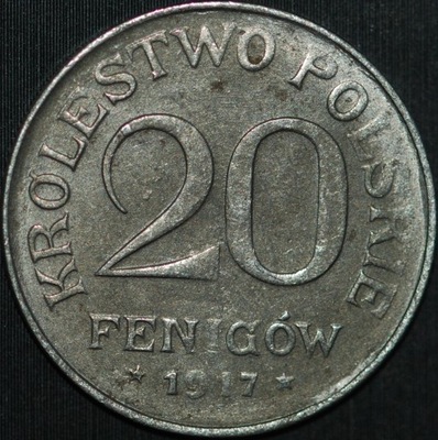 20 Fenigów 1917 K. P. - piękny egzemplarz