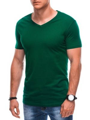 T-shirt męski koszulka basic V-neck EM-TSBS-0101 zielony V11 M